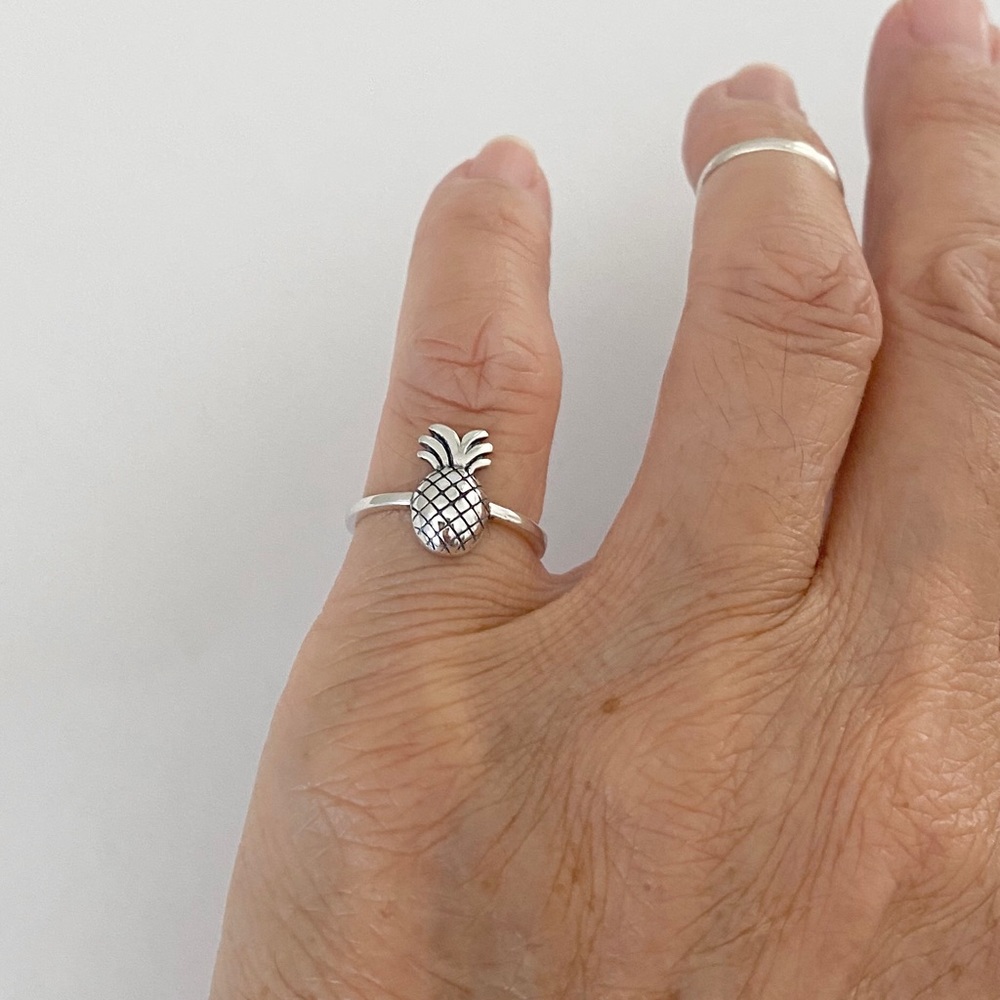 Sterling Silver Small Pineapple Ring, Tree Ring, … - image 6